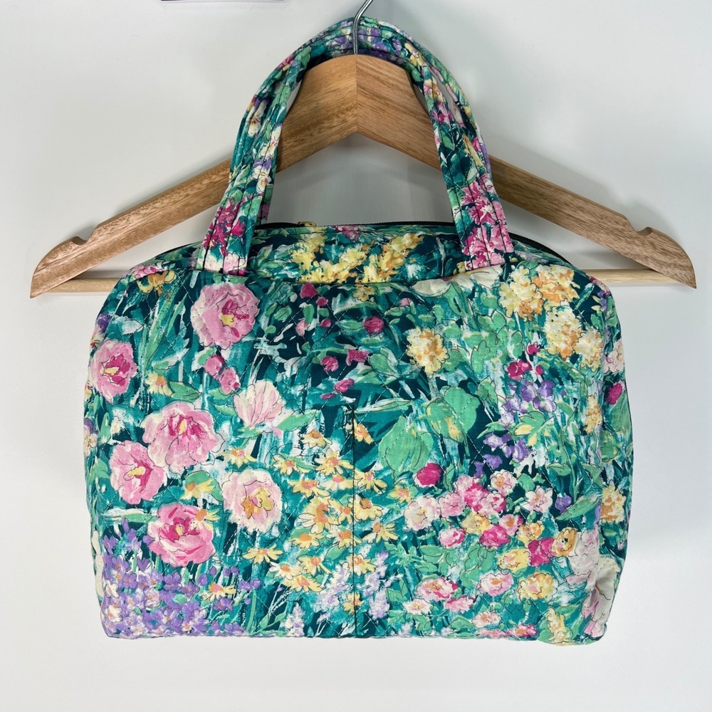 The Bitchen Kitchen Martha Elizabeth Floral Quilted Tote Bag Green Pink Garden